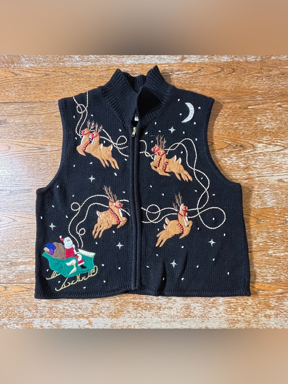 Vintage Bechamel Full Zip Christmas Sweater Vest Size Large